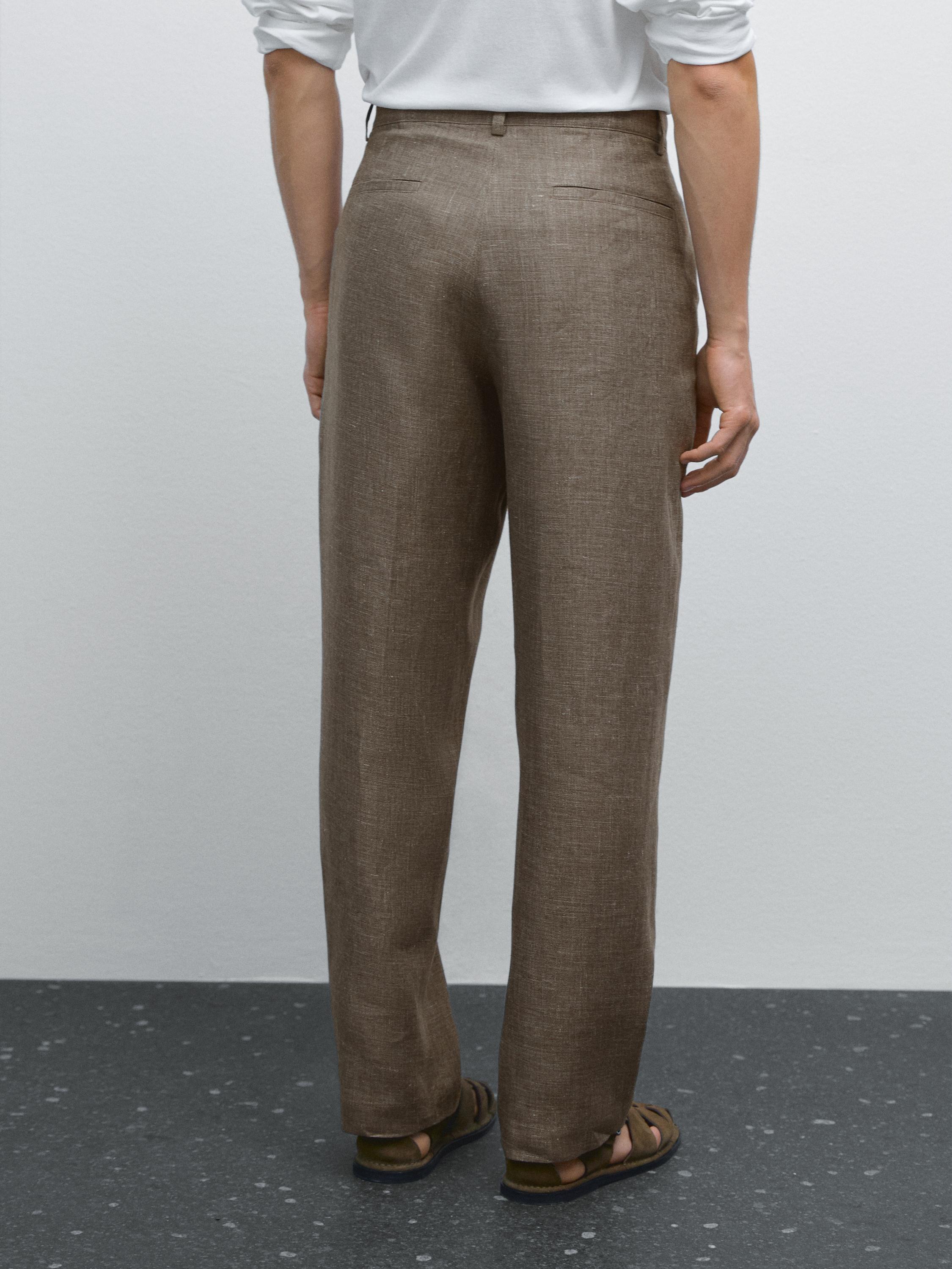 Straight-leg linen trousers